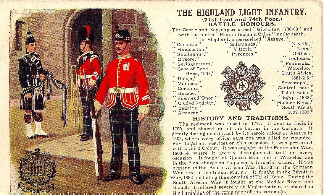 Highland Light Infantry British Army antique postcard 1913