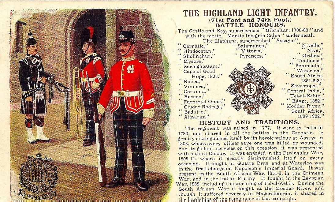 Highland Light Infantry British Army antique postcard