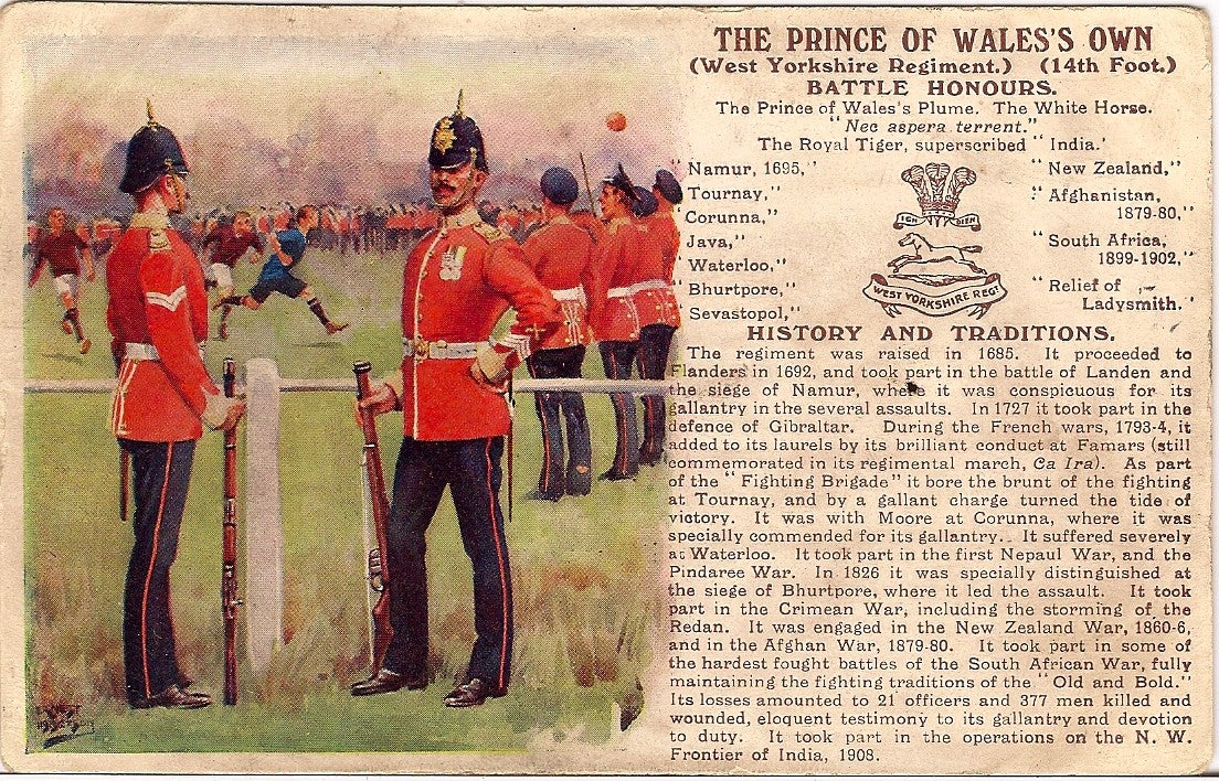 West Yorkshire Regiment British Army antique postcard 1913