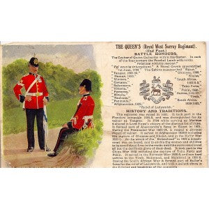 Queen's Royal West Surrey Regiment British Army antique postcard 1913