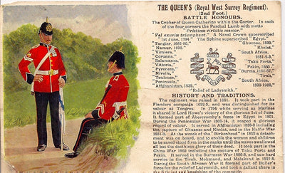 Queen's Royal West Surrey Regiment British Army antique postcard