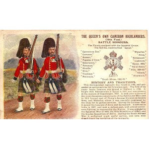 Cameron Highlanders British Army antique postcard