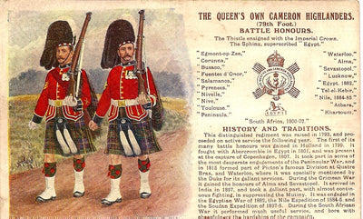 Cameron Highlanders British Army antique postcard