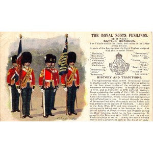 Royal Scots Fusiliers British Army antique postcard 1913ready to frame