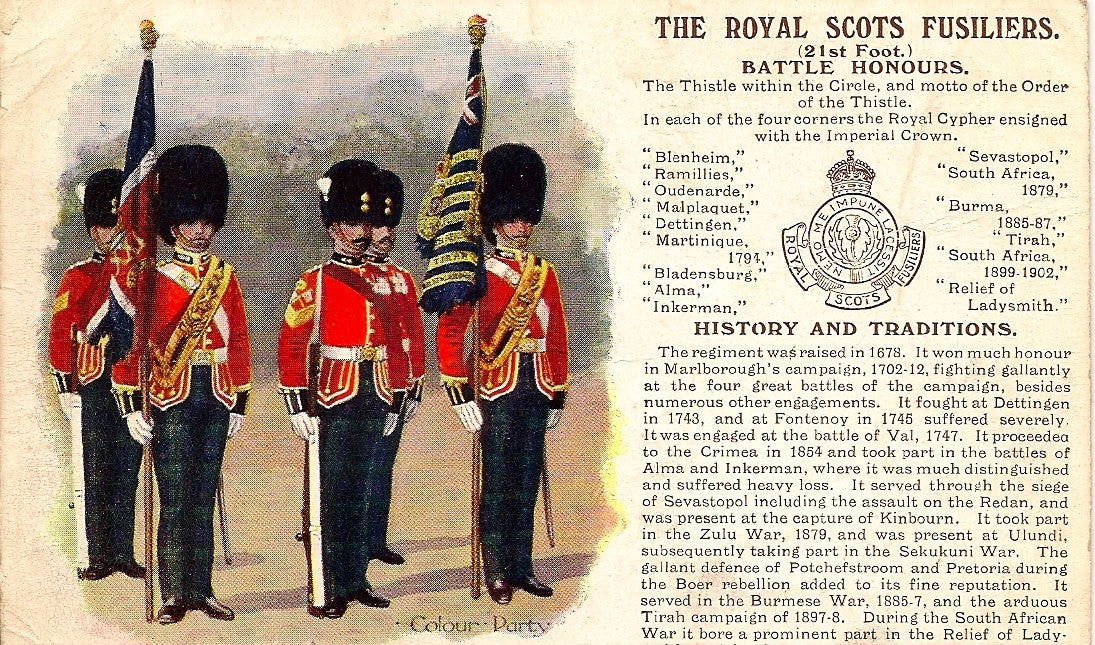 Royal Scots Fusiliers British Army antique postcard