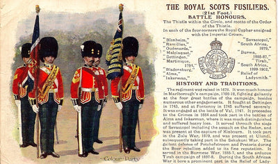 Royal Scots Fusiliers British Army antique postcard 1913ready to frame