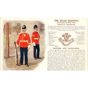 Welsh Regiment British Army antique postcard 1913