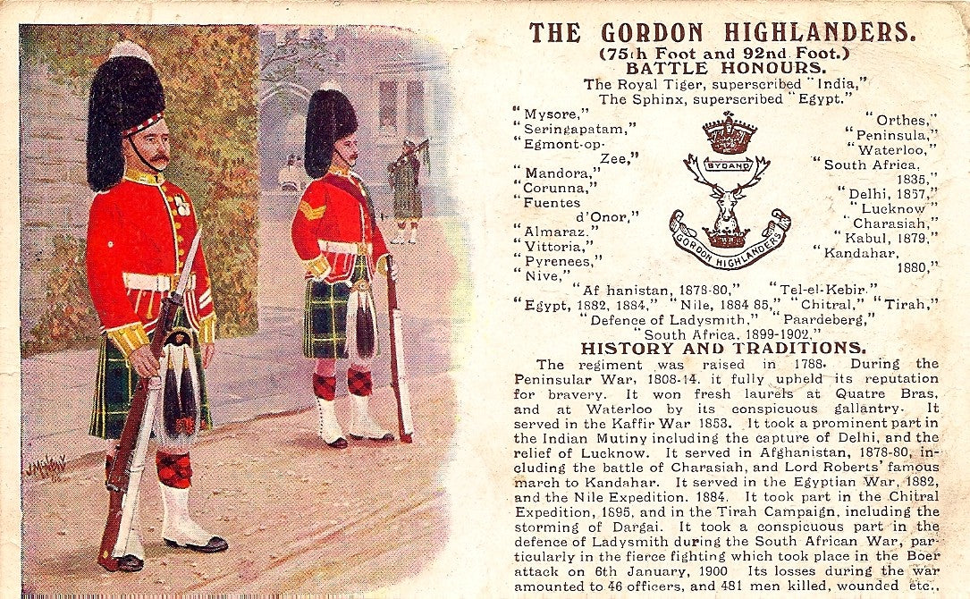 Gordon Highlanders British Army antique postcard