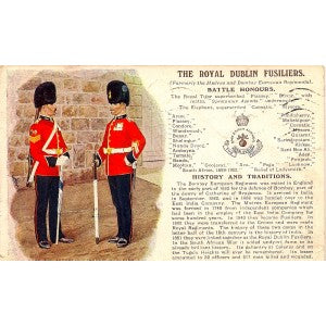 Royal Dublin Fusiliers British Army antique postcard 1913