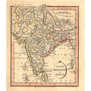 India Hindoostan antique map