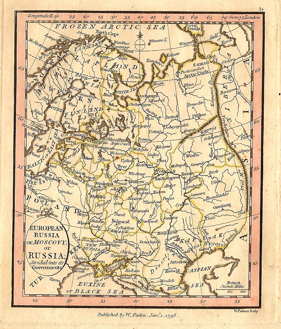 Russia Moscovy antique  map published 1798