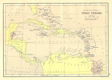 West Indies antique map of British Possessions