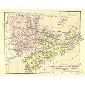 Antique map of Nova Scotia, New Brunswick & Prince Edward Island