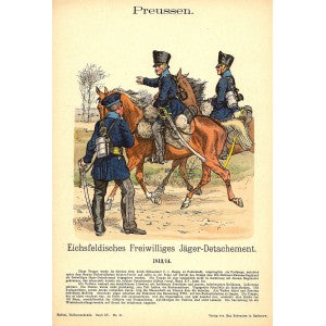 Volunteer Hunters Detachment Prussian Army antique print 1908