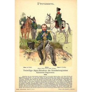 Prussian volunteer currasier regiment Knotel antique print 1908.