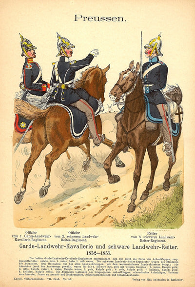 Prussian cavalry Richard Knotel antique print 1896