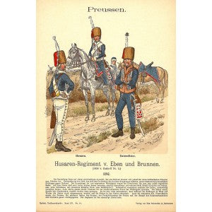 Prussian Hussar Regiment Richard Knotel antique print 1908