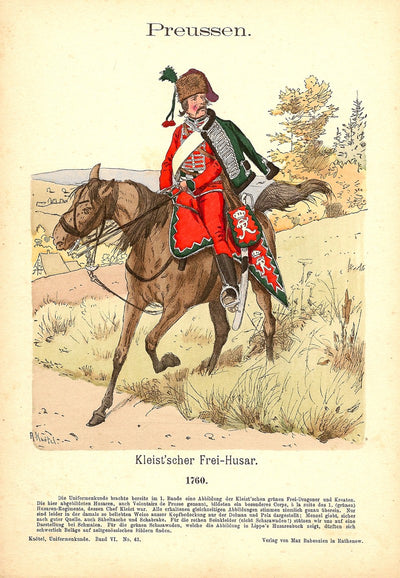 Prussian Hussar antique print