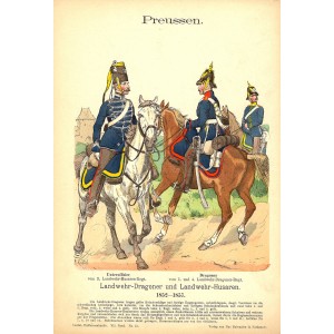 Prussian Dragoons and Hussars Richard Knotel antique print 1896