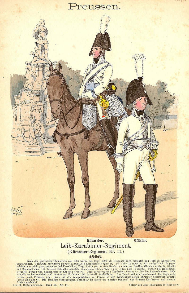 Preussen (Prussian) Leib-Karabinier-Regiment in 1806 uniforms published1895