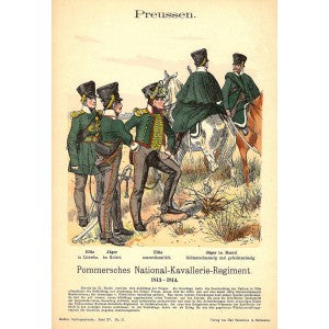 Pomeranian National Cavalry regiment Richard Knotel antique print 1908