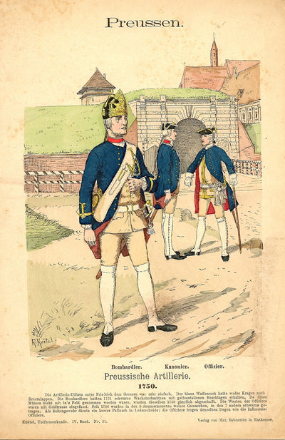 Prussian Artillery Richard Knotel antique print 1893