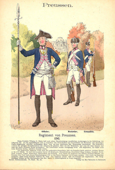 Prussian Regiment Richard Knotel antique print 1895