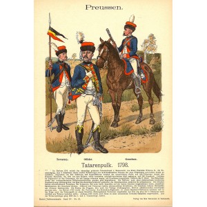 Prussian Tatarenpulk cavalry in 1798 uniforms antique print 1908