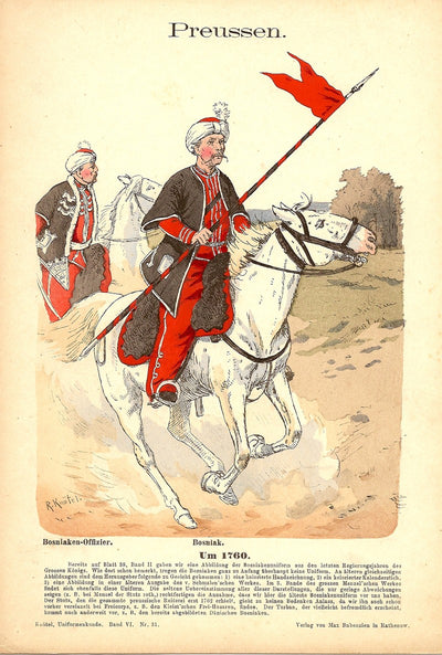 Prussian Bosniak lancer Richard Knotel antique print 1895