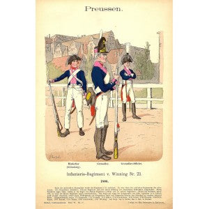 Prussian Infantry my Richard Knotel antique print published 1895