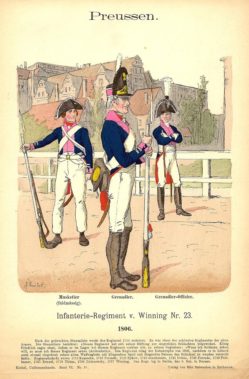 Prussian Infantry my Richard Knotel antique print published 1895