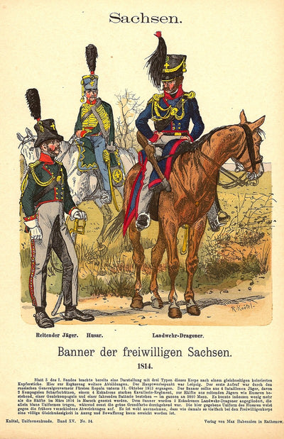 Saxon volunteers antique print
