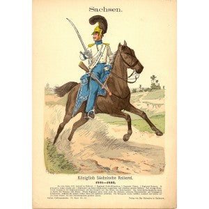 Sachsen cavalry Richard Knotel antique print 1893