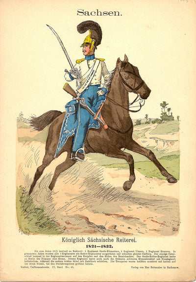 Sachsen cavalry Richard Knotel antique print 1893