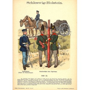Schleswig-Holstein soldiers in 1848-1851 uniforms antique print 1908