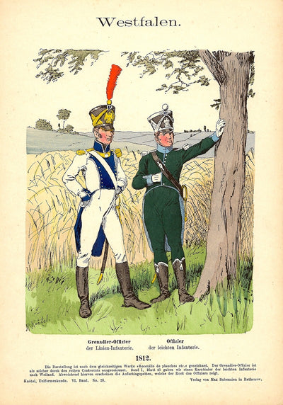 Westfalen Infantry Richard Knötel antique print 1895