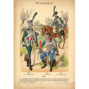 Westfalen Hussars Richard Knötel antique print 1896