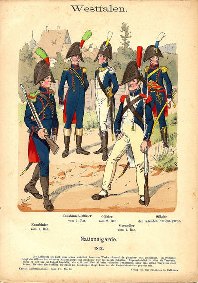 Westfalen National Guard Richard Knötel antique print 1895