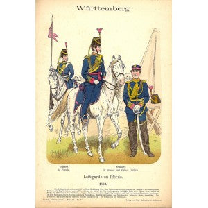 Wurttemberg Horse Guards Richard Knötel antique print published 1860