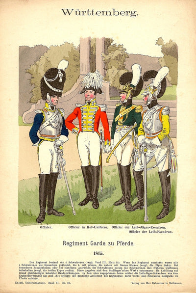Wurttemberg Horse Guards Richard Knötel antique print published 1895