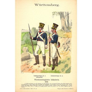 Wurttemberg Infantry Infanterie Richard Knötel antique print 1894