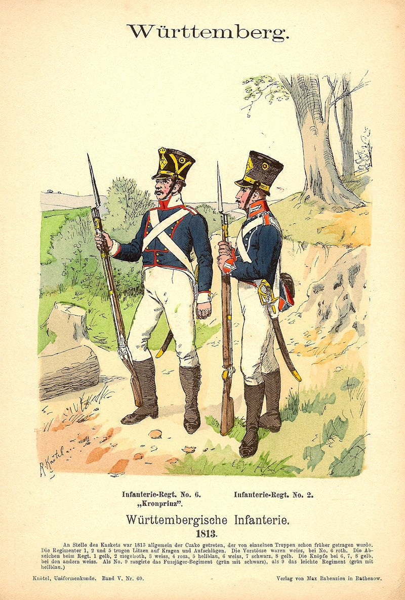Wurttemberg Infantry Infanterie Richard Knötel antique print 1894
