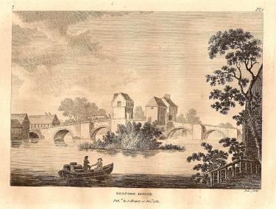 Bedford Bridge over the River Ouse Bedfordshire antique print 1783