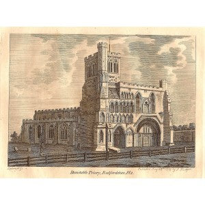 Dunstable Priory Bedfordshire antique print 1787