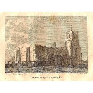 Dunstable Priory Bedfordshire antique print 1787