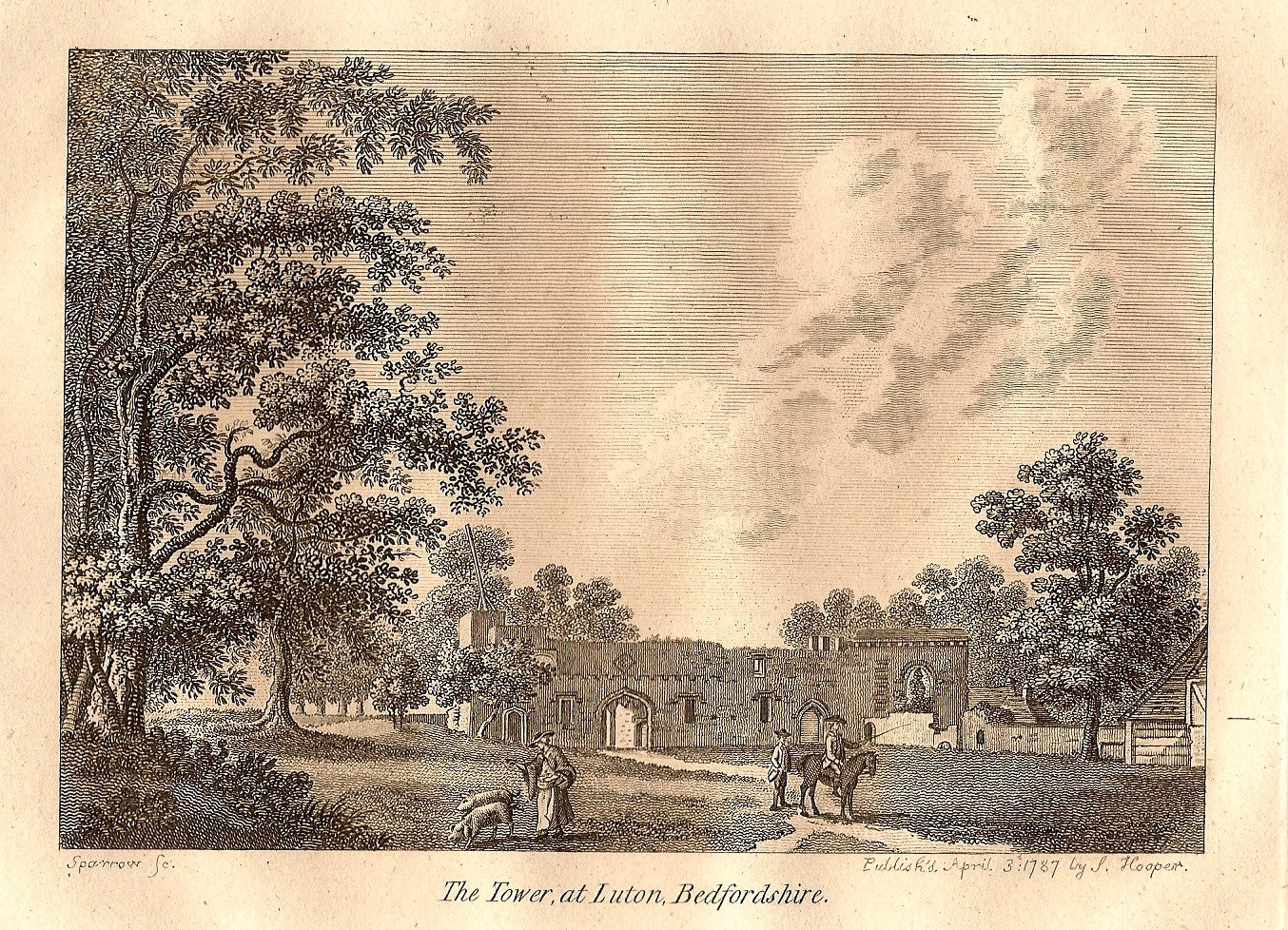 The Tower Luton antique print 1787 - P 4899 1677 1748 