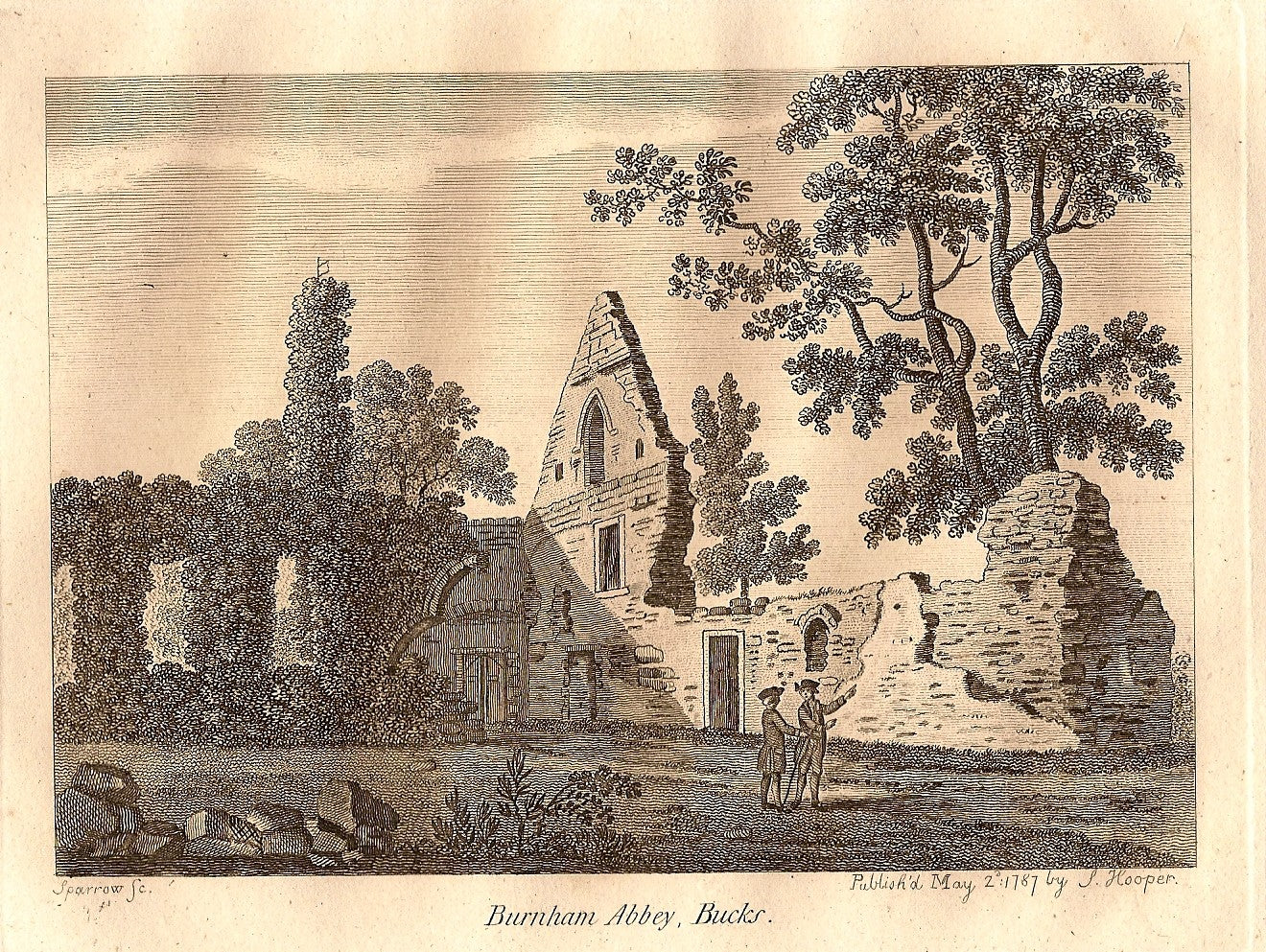 Burnham Abbey Buckinghamshire antique print