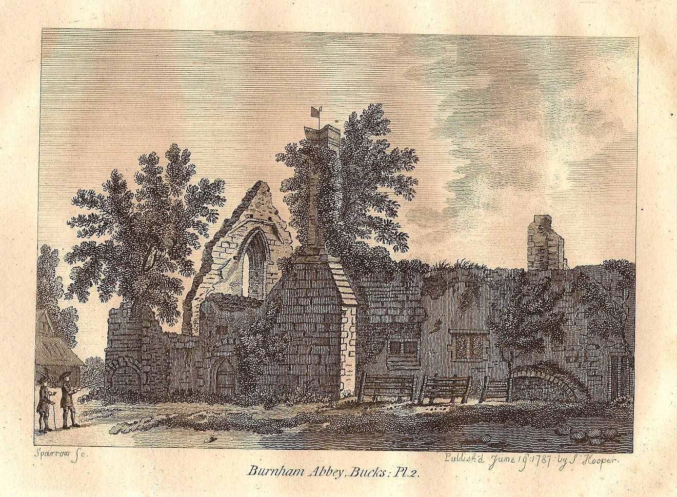 Burnham Abbey Buckinghamshire antique - P 4923 1685 1756 