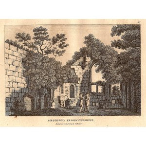 Birkenhead Priory Cheshire antique print c.1790