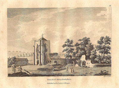Beauchief Abbey Sheffield Yorkshire antique print dated 1783
